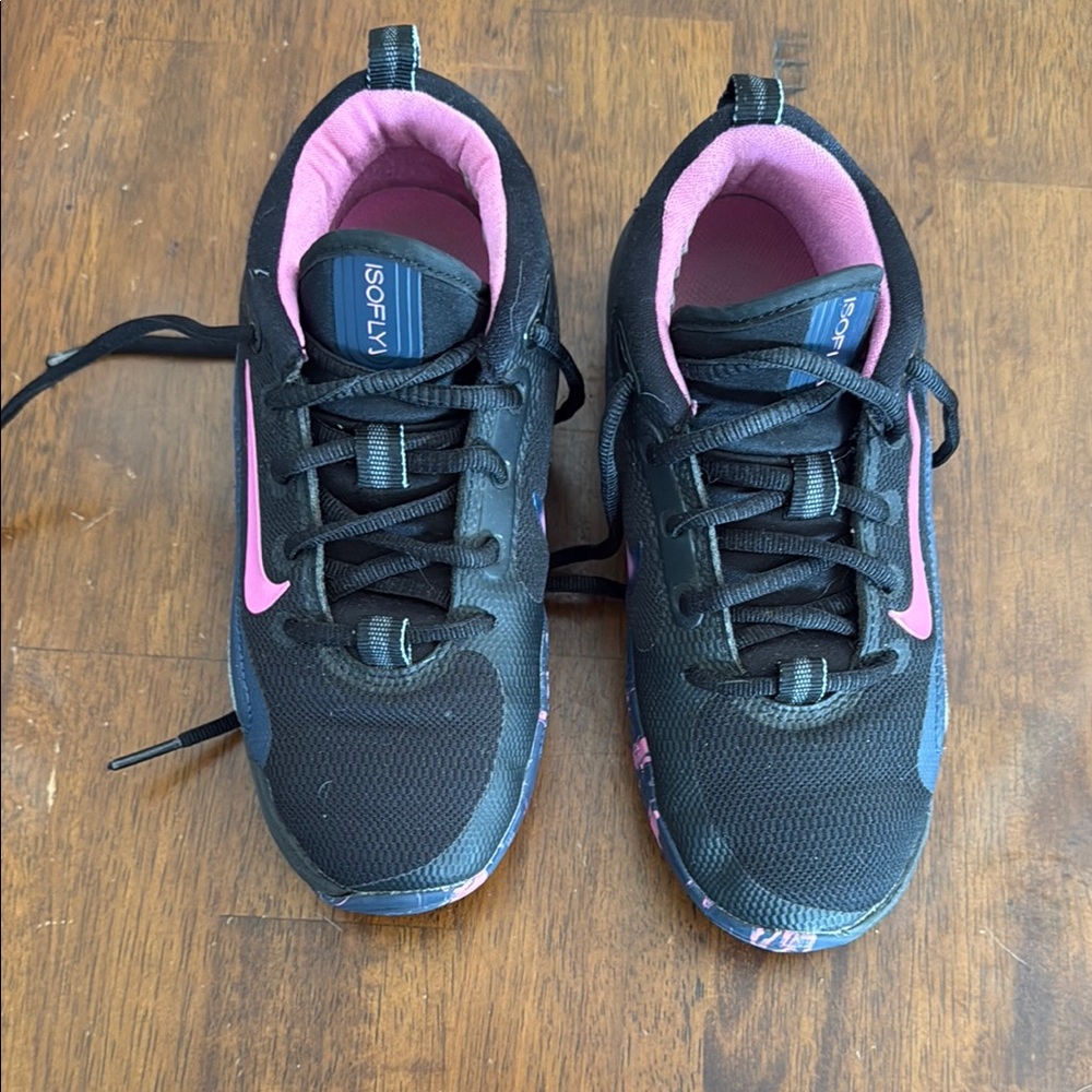 Nike Black and Pink basketball Sneakers with Blue Accents